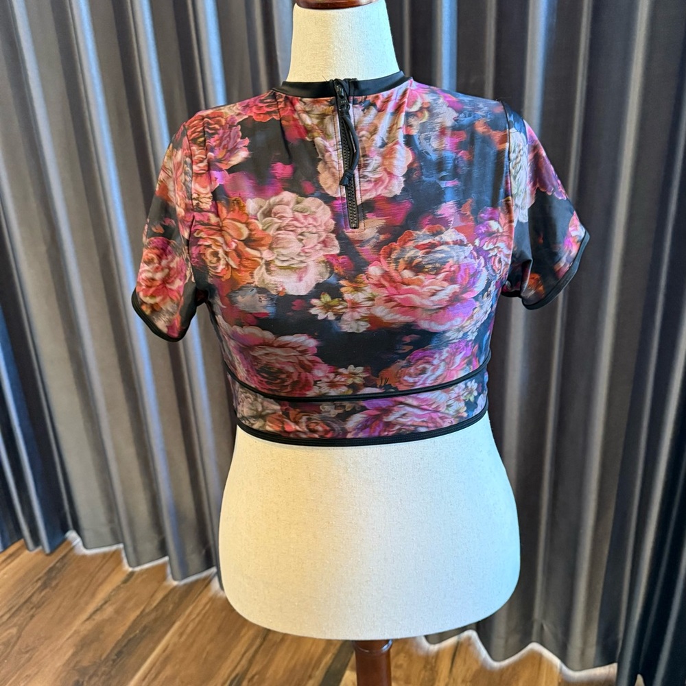 Torrid Pink Floral Crop Rash Guard